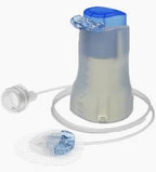Medical infusion set with tubing and blue cap for home healthcare supply