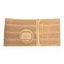 Beige elastic ostomy support belt with circular stoma opening, medical supply