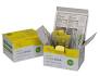 Sterile medical supplies in open yellow and white boxes, ready for home delivery use