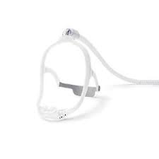 Nasal CPAP mask with headgear and flexible tube for sleep apnea therapy