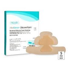 Medvance Bordered Silicone 5" X 8" Foam Dressing, 3.25" X 3.5" Pad, Heel