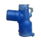 Blue plastic medical nebulizer T-piece adapter for respiratory therapy equipment
