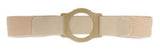 Adjustable beige ostomy belt with round plastic support for medical appliance security