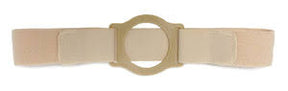 Adjustable beige ostomy belt with round plastic support for medical appliance security
