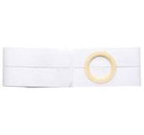 white ostomy belt with circular opening for medical device support