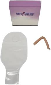 Safe N Simple 12" Drainable 2-piece Pouch, Transparent, 45mm, 1-3/4" Flange, With Belt Tabs, And One Curved Tail Closure