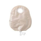 Beige ostomy bag for medical use, disposable pouch with drainable outlet valve