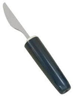 Ergonomic medical scalpel with stainless steel blade and black handle on white background
