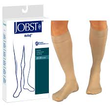 Relief Knee-high With Silicone Band, 20-30, Large, Closed, Beige