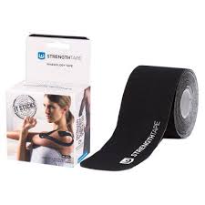 Strengthtape Kinesiology Tape 5m Precut Roll, Black, 16'4" L X 2" W
