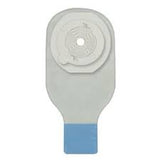 Ostomy pouch for medical stoma care, adhesive barrier and filter visible, home health supply