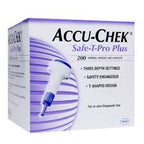 Accu-Chek Safe-T-Pro Plus lancets box with safety lancet features visible on packaging