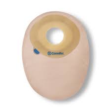 Beige ostomy bag with adhesive barrier for medical supply and chronic care needs