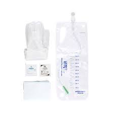 Sterile urinary drainage bag kit with gloves and antiseptic wipes for home medical care