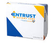 Entrust Ostomy Care medical supply box with blue and yellow design for chronic condition support