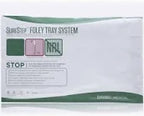 Sterile Foley tray system medical supply kit in sealed packaging, white and green design.