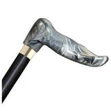 Wood Cane With Gray Marble Palm Grip Handle, Right