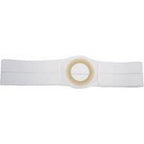 White medical ostomy belt with circular opening on white background