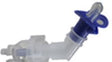 Medical connector with blue and transparent plastic parts for home healthcare supplies