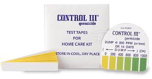 Control III germicide test tapes for home care kit with color comparison chart