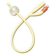 Latex Foley catheter with balloon and orange connector, medical urinary supply