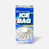 Blue and white box of ice bag for cold therapy, 9 inch diameter medical supply.