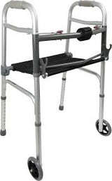 Probasics Two-button Folding Walker With Wheels And Roll-up Seat