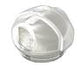 Clear plastic medical device part on white background, essential medical supply