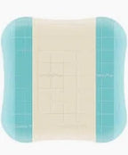Adhesive medical wound dressing with blue border for home care and healing
