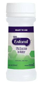 Enfamil 5% Glucose in Water oral solution ready-to-use bottle with white cap and green label.