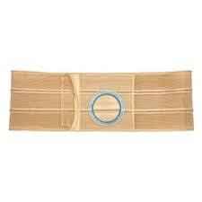 Beige ostomy support belt with circular opening for medical supplies