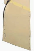 Disposable beige medical supply pouch with adhesive strip and snap closures