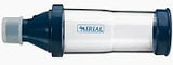 AeroChamber medical inhaler spacer device with blue caps for respiratory therapy