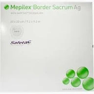 Mepilex Border Sacrum Ag wound dressing package, 25x23cm, for sacral care