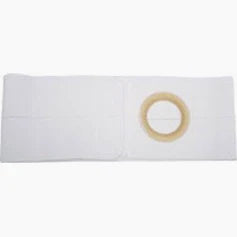 white ostomy belt with circular opening for medical use