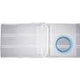 White medical ostomy belt with blue round attachment port for secure fit