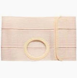 Beige ostomy belt with circular opening for medical supply, adjustable elastic support