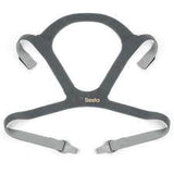 Grey CPAP headgear replacement strap for sleep apnea mask on white background