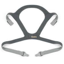 Grey CPAP headgear replacement strap for sleep apnea mask on white background