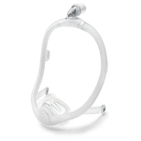 Clear nasal CPAP mask frame without headgear, designed for sleep apnea therapy