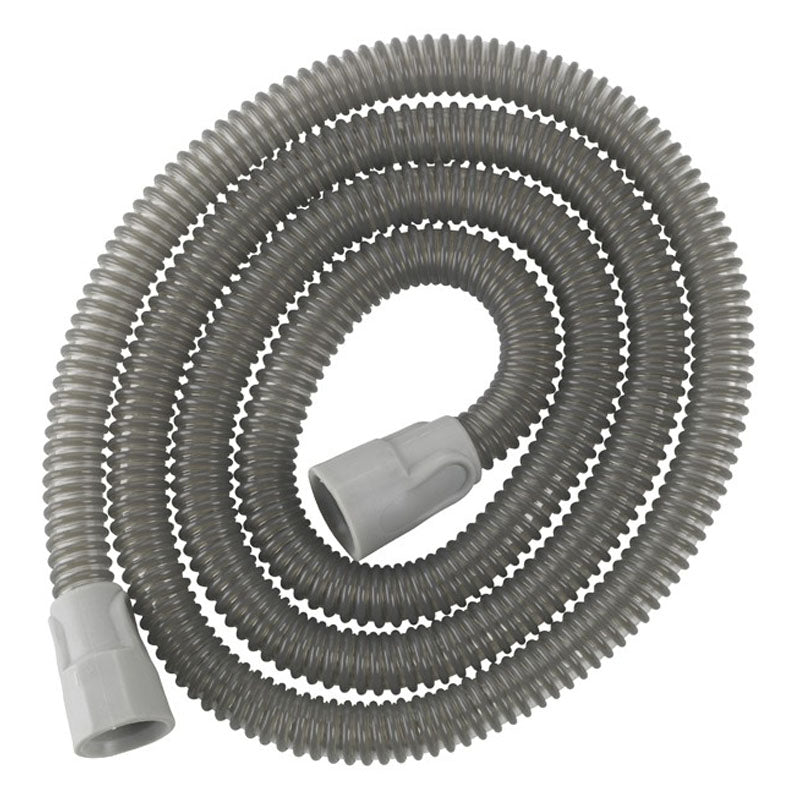 Flexible grey CPAP hose tubing with white connectors for respiratory medical equipment