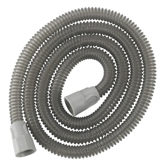 Flexible grey CPAP hose tubing with white connectors for respiratory medical equipment