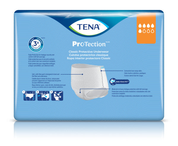 TENA Protection Classic Protective Incontinence Pull-Up Underwear, Moderate Absorbency, Unisex, Large, 45"- 58"
