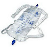 Medical leg drainage bag with measurement markings and adjustable straps