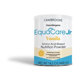 EquaCare Jr Vanilla hypoallergenic amino acid-based nutrition powder can for allergies and GI disorders