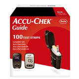 Accu-Chek Guide 100 test strips box with glucose meters and test strip container