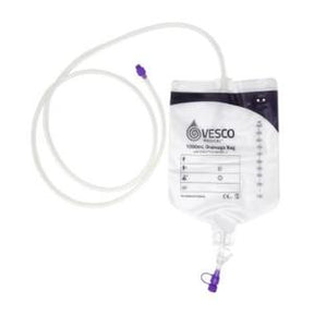 Medical enteral feeding bag with long tube, sterile medication supply, clear measuring markings