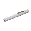 White medical penlight with metal clip for home healthcare and patient assessment