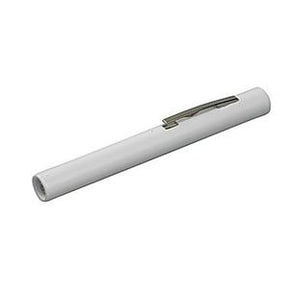 White medical penlight with metal clip for home healthcare and patient assessment