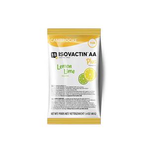 Isovactin AA Lemon Lime Plus medical nutrition powder single-serve packet with citrus image